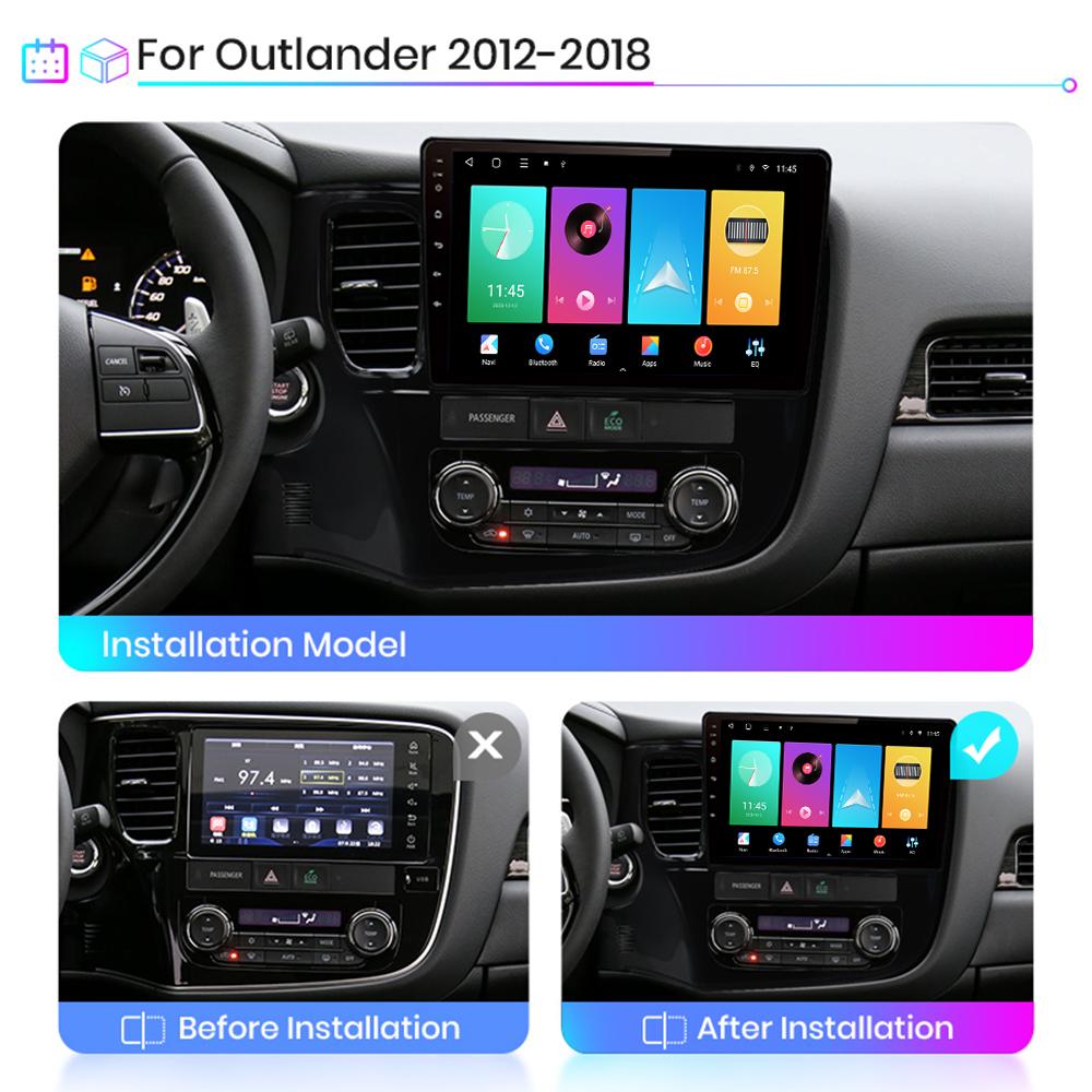 Autoradio Android Auto Carplay Voor Mitsubishi Outlander 3 2012-2019 Multimedia Speler Head Unit Stereo GPS Navigatie BT WIFI 1+16GB