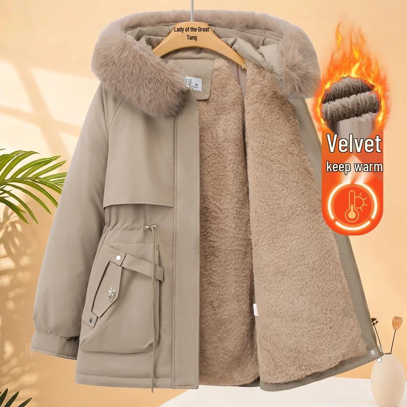 YUZHAOLIN Women s Plush-Lined Winter Parka Jacket M