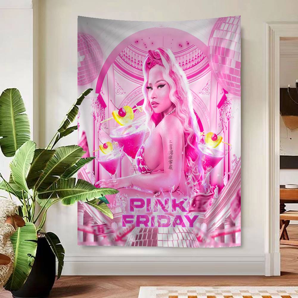 Beliebte Rapperin Sängerin N-nicki Minaj Wandteppich Kunstdruck Japanischer Wandteppich Anime Wandbehang Heimdekoration