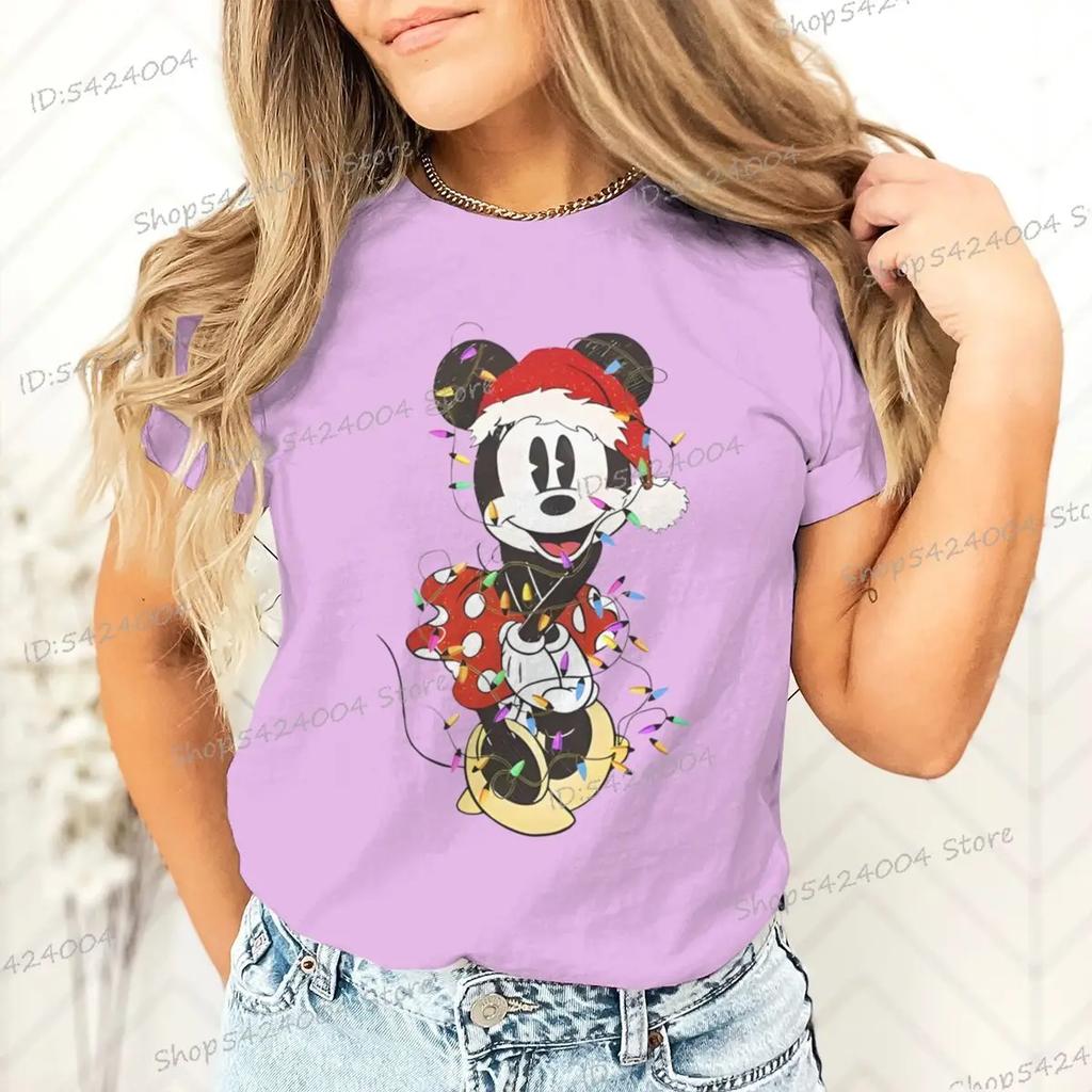 Women Men Mickey Minnie Christmas Shirt Cartoon Graphic Merry Christmas Couple Matching Tshirts