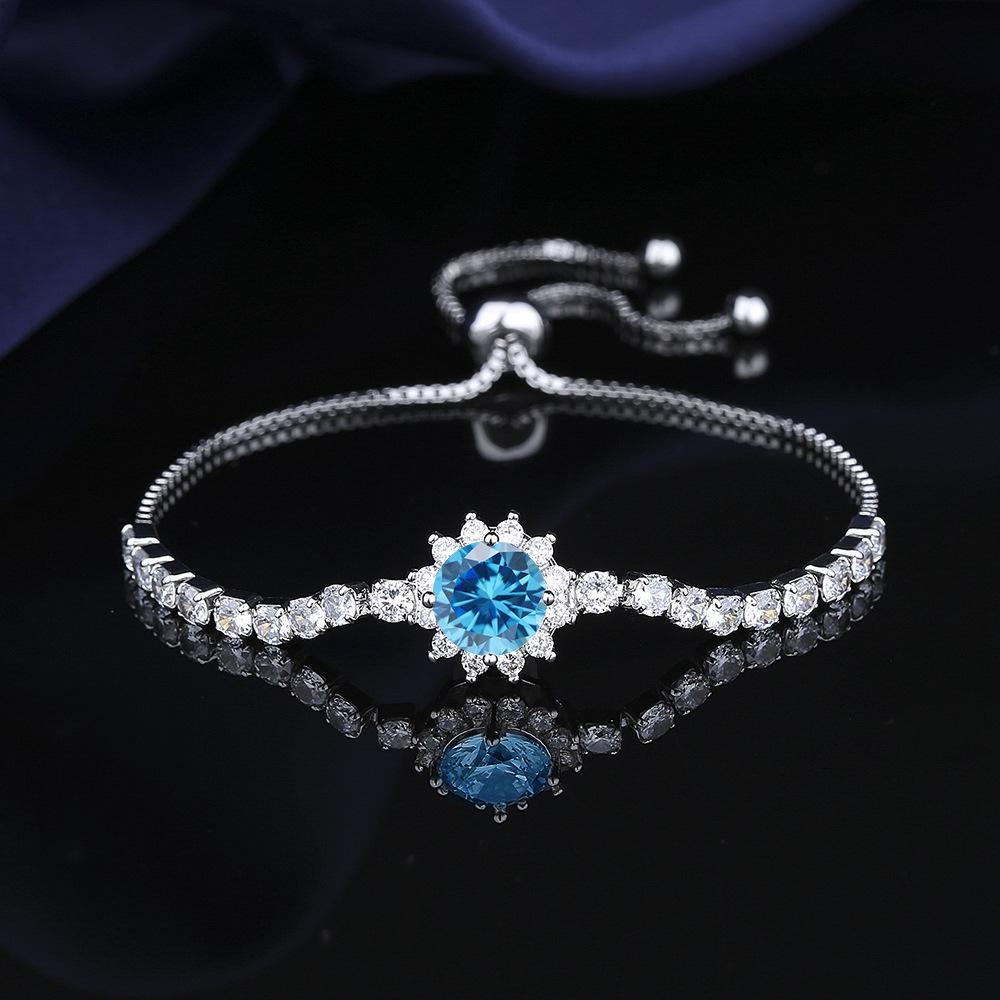 925 Silver Bracelet moissanite sunflower bracelet two carats hand jewelry women pull-out