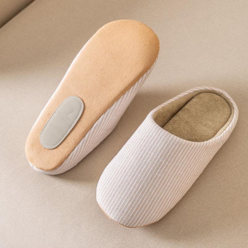 Japanese Silent Cotton Slippers Women's Four-season Mopping Floor Soft Sole Velvet Warm Home Indoor Silent Couple Confinement Shoes