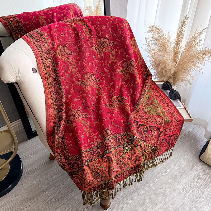 Tassel Blanket Design Thick Pashmina New Winter Warm Shawl Wrap Paisley Pattern Scarf Women Neckerchief Poncho Stoles