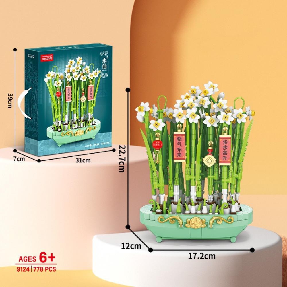 Assembly Flower Building Blocks Plastic Potted Plant Building Blocks  Children Toys