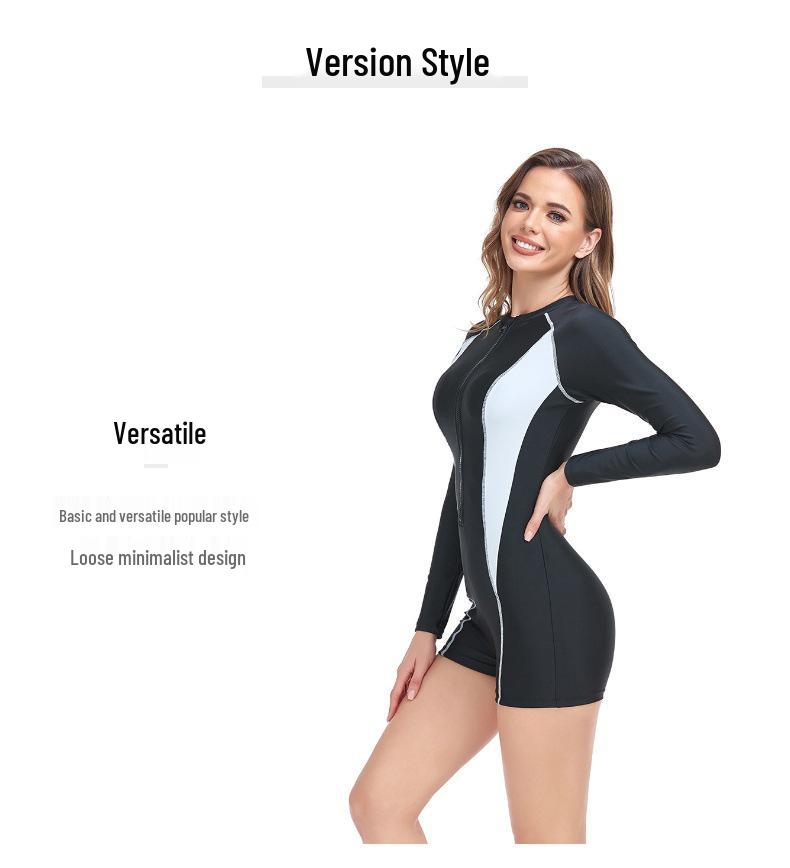 Long-sleeve Full Body Sun Protection Slim Fit Zipper One-piece Swimsuit
