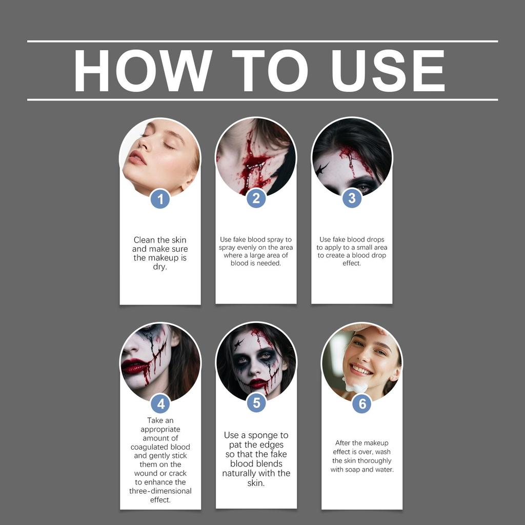 Fake Blood Makeup Kit-Realistic Washable Special Effects Halloween Fake Blood Body Paint Cos Costume SFX Makeup Kit