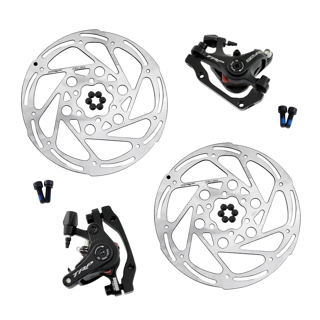 TRP Road Alloy Mechanical Disc Brake Set 160mm Front and MH1705 SPYRE-C Rotor, Rear,