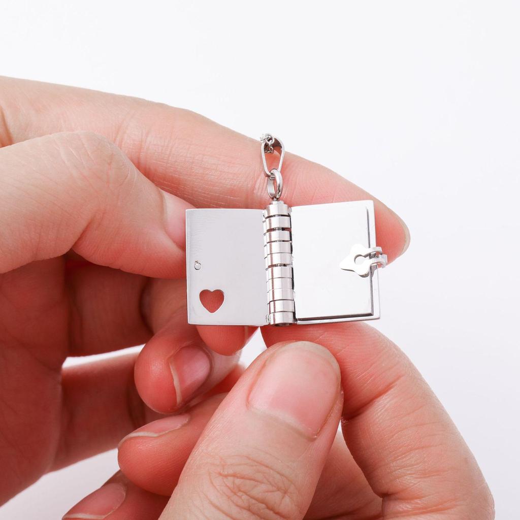 18k Gold Heart-Shaped Book Pendant Necklace - Personalized Non-Fading Couple's Sweater Chain