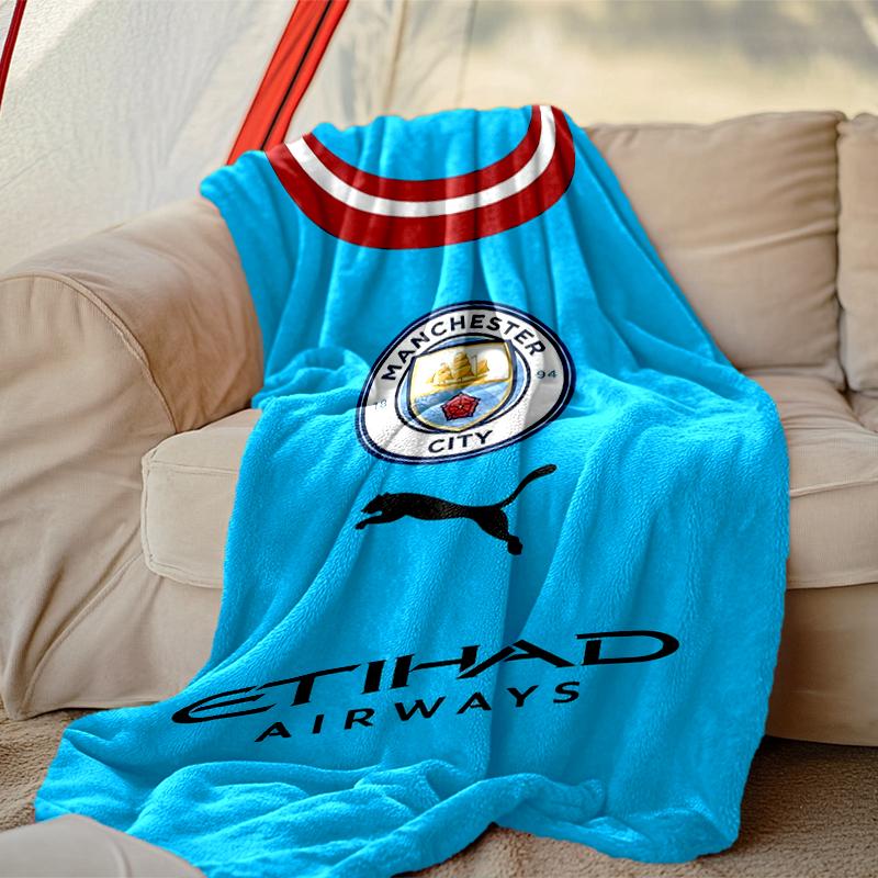 1pc Comfortable Home Print Throw Blanket, Manchester United Manchester City Blanket For Bed and Sofa Use, Special Present For Family