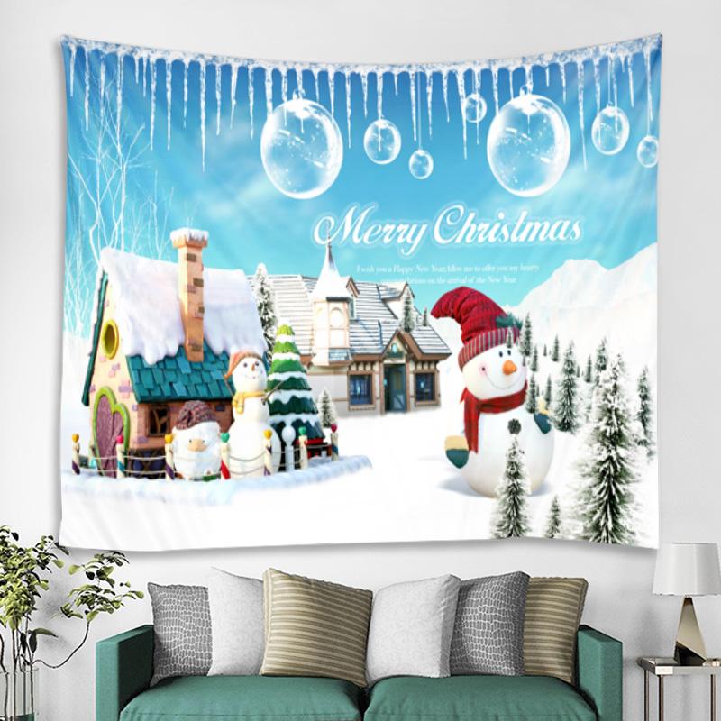 Winter Theme Snowman Christmas Tapestry Wall Blanket Wall Hanging for Home Bedroom Living Room Party Decoration New Years Gift