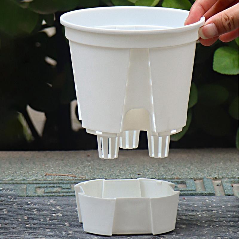 Transparent Self Watering Plant Pots Plastic Flowerpot Planter with Drainage Holes for Indoor Outdoor Plants Home Garden Decor