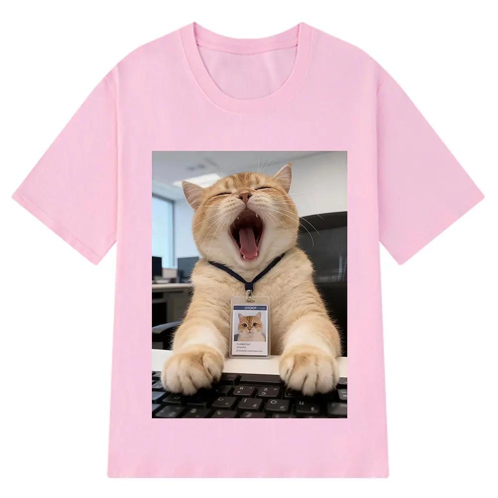 

Funny Office Cat Meme T-shirt Men Women Fashion Casual T-shirt Short-sleeved Loose Casual Cotton T-shirts Streetwear 3XL