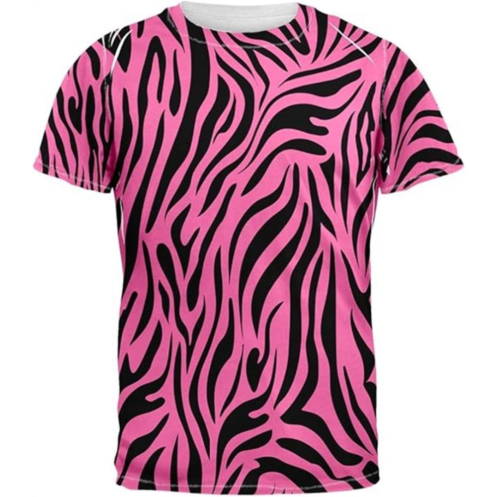

New Zebra Stripe Print T-Shirt Men’s 3D Animal Print Hip-Hop Short Sleeve Quick-Dry Sports Top 6XL