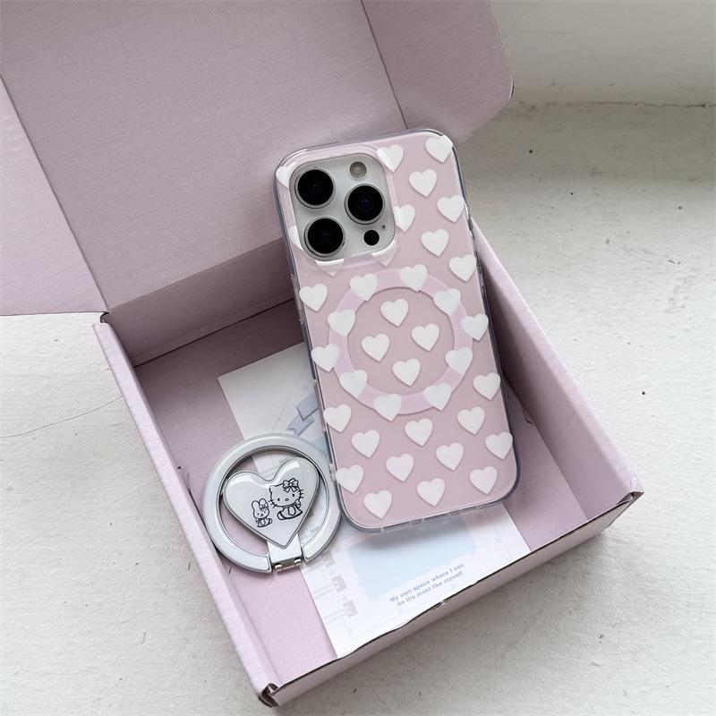 Heart Rabbit Cat Magnetic Stand Case for iPhone 17/16 Pro Max/15/14