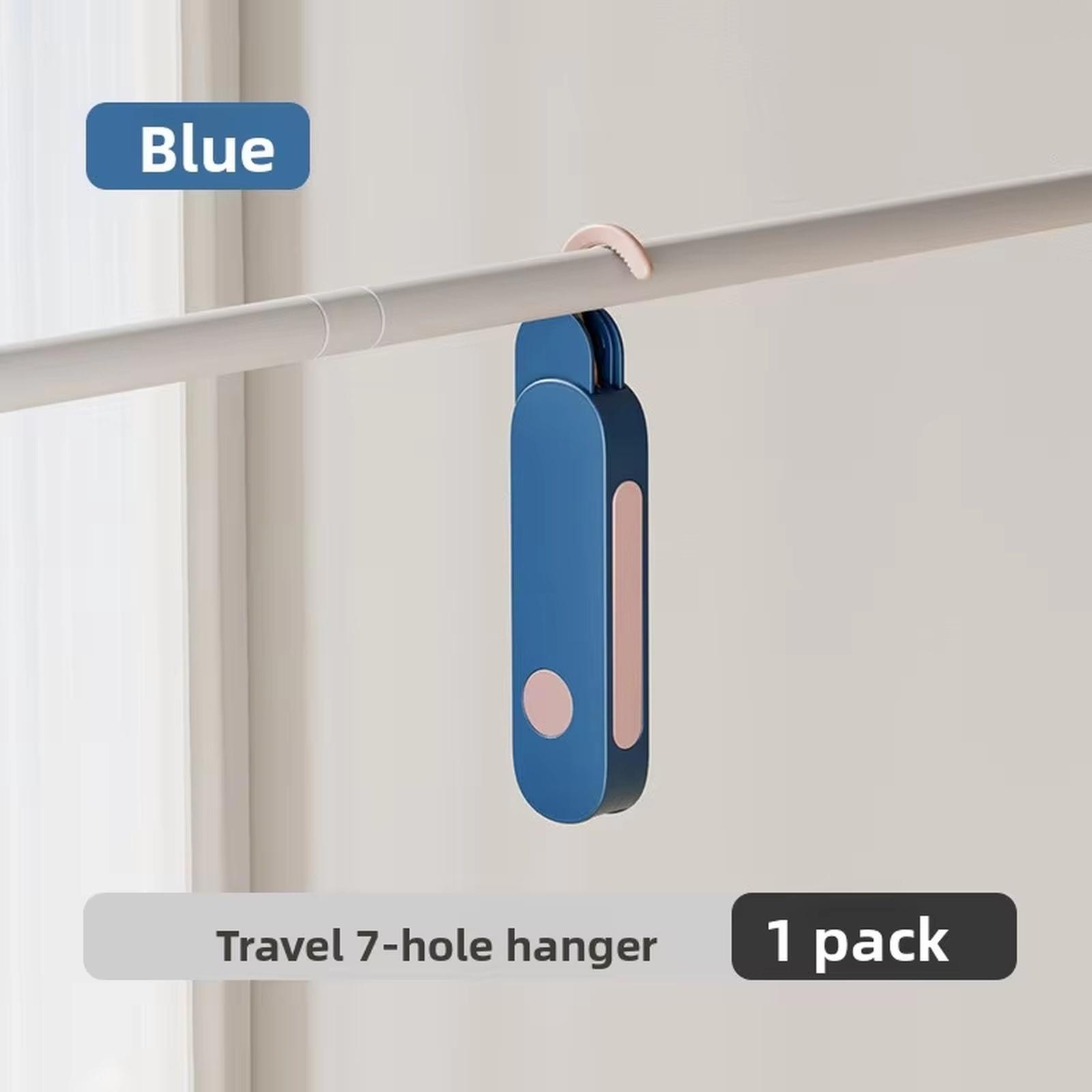 

Portable Folding Clothes Hanger 7-Hole Travel Drying Rack one size синий