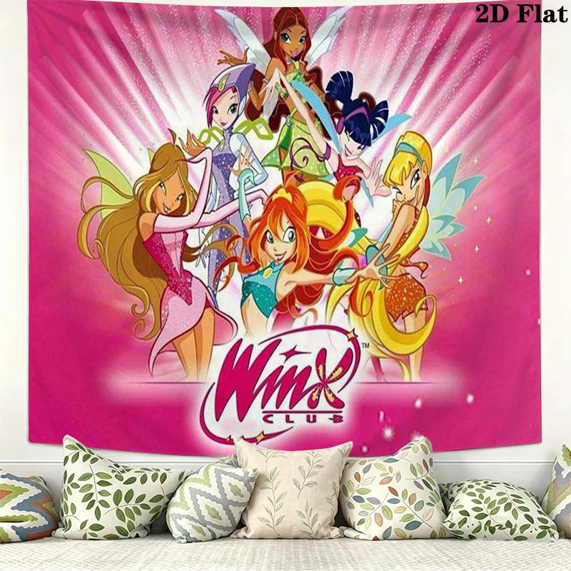Winx Wall Tapestry Aesthetic Wall Hanging Printed Fabric Blanket Decorative Tapestries for Bedroom Living Room Home Decor