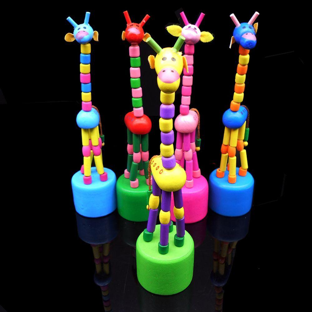Toys Puzzles Standing Animal Cartoon Home Garden Wood Colorful Giraffe Rocking Giraffe Toy Dancing