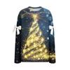 Ladies' Christmas Printed Bow Round Neck Long Sleeved Loose Pullover Sweater Sweatshirt Top