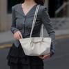 Solid Color Shoulder Bag Women Commuter Underarm Bag Drawstring Handbag