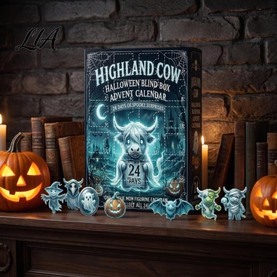 Christmas Tree Hanging Sheets 3D Highland Cow Advent Calendar 2026, Countdown with Cute Holiday Home Decorations Farm Cattle Mini Figurines