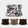 Soft Plush Bear Hat Imitation Mink Fur Pullover Cap Personality Leopard Ear Beanie  Girls