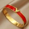 Acciaio Inossidabile 316L Metallo Multicolore Lettera V Smaltata Bracciali per Donna Gioielli di Marca Moda Accessori Bracciale Classico