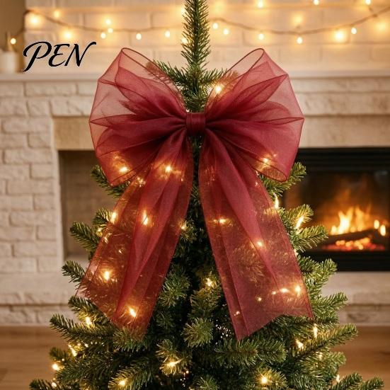 Chic Mesh Bows for Home Atmosphere Tulle Bow Christmas Tree Decoration, Pre-tied Gauze Sturdy Ribbon Wreath Decor Xmas Tree, Wreath, Garland, Cabinet,