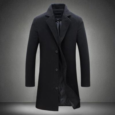 Cappotto di Lana da Uomo Versione Coreana Slim Fit Trench Medio e Lungo Giacca di Lana
