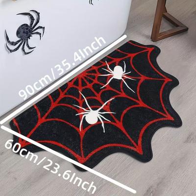 VIKAMA Halloween Spider Web Carpet Anti-Slip Absorbent Door Mat For Bedroom Bathroom Entrance Foot Mat For Foyer Home Decoration