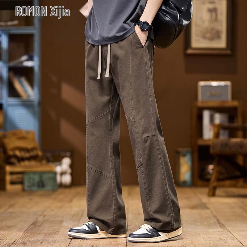 Romon Men s Pure Cotton Loose Straight Cargo Pants 3XL