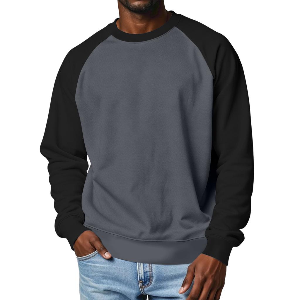 Men's Round Neck Fleece-Lined Thick Solid Color Sweatshirt