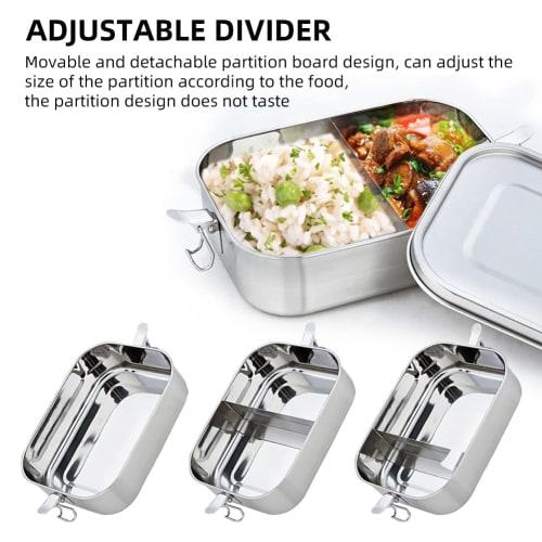 SHUBIAO Bento Box, 304 Stainless Steel Lunch Container - 2-Compartment Metal Lunch Container, Metal Lunch Box for Kids and Adults, 800ML, Dishwasher S