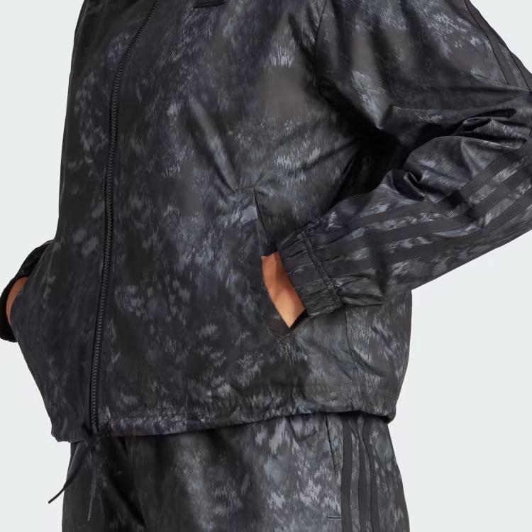 Adidas Future Icons 3-Stripes Woven Windbreaker Floral Print Zip Long Sleeve Windbreaker Women Outerwear Black IM2456