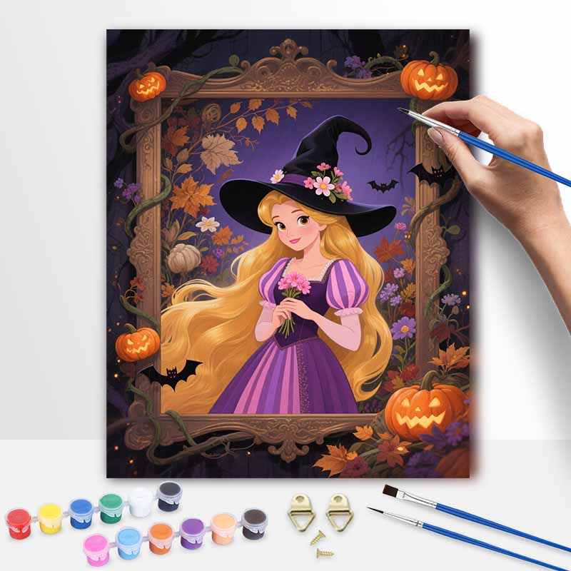 Disney Rapunzel Halloween Pumpkin Witch Oil Painting Art Kit Handmade Painting Diy Home Decoration