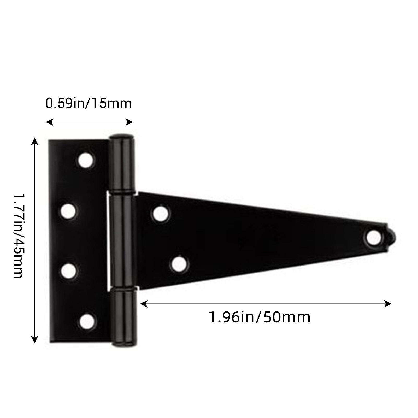 

T Shape Door hinges with Screw Triangular Shed Barn Door Hinge Durable Sturdy Black Tee Iron Hinges Wrought Hardware accessories