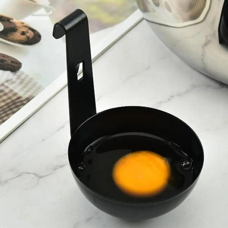1/2PCS Stainless Steel Boiling Eggs Spoon with Hook Black Nonstick Egg Molds Egg Heating Chocolate Butter Kitchen Tool Supplies