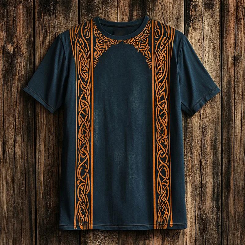 Vintage Men's T-Shirt Artistic Totem Pattern Print Short Sleeve Summer Outdoor Casual Plus Size Tees Top Women Clothing