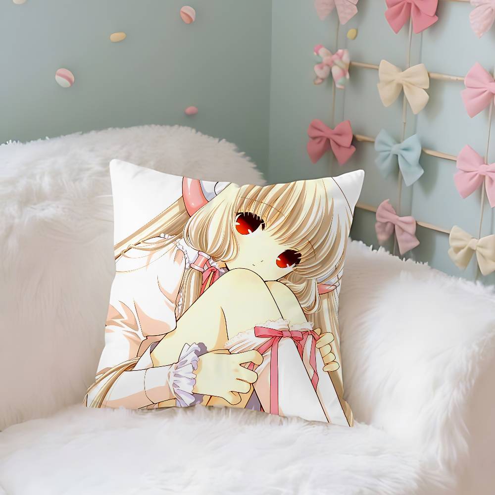 Cute Anime C-Chobits Kawaii Throw Pillow Covers Pattern Cushion Cover Suitable For Sofa Bedroom Car Pillow Cover