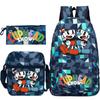 Cartoon Teacup Head Cuphead Student Backpack Oblique Span Bag Pencil Bag Primary And Secondary School Students Children'S Schoolbag Three-Piece Set