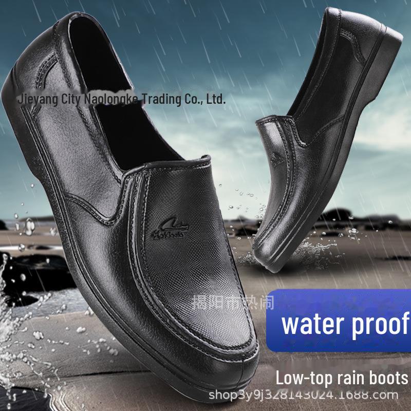 Men's Gray Low-Top Rubber Shoes - Non-Slip, Shallow Mouth, Ideal for Spring/Autumn, Kitchen, and Outdoor Use