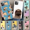 Cute Pug Dog Phone Case Cover For iPhone 11 12 13 Mini 14 15 Plus 16 Pro Max 17 Air 7 8 + SE Art Customized Fundas 11 12 13 Mini