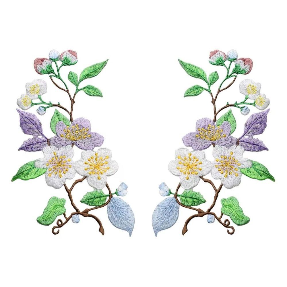 Iron On DIY Embroidered Stickers Flower Shape Clothes Sticker Elegant Flower Embroidery Patch  Bags
