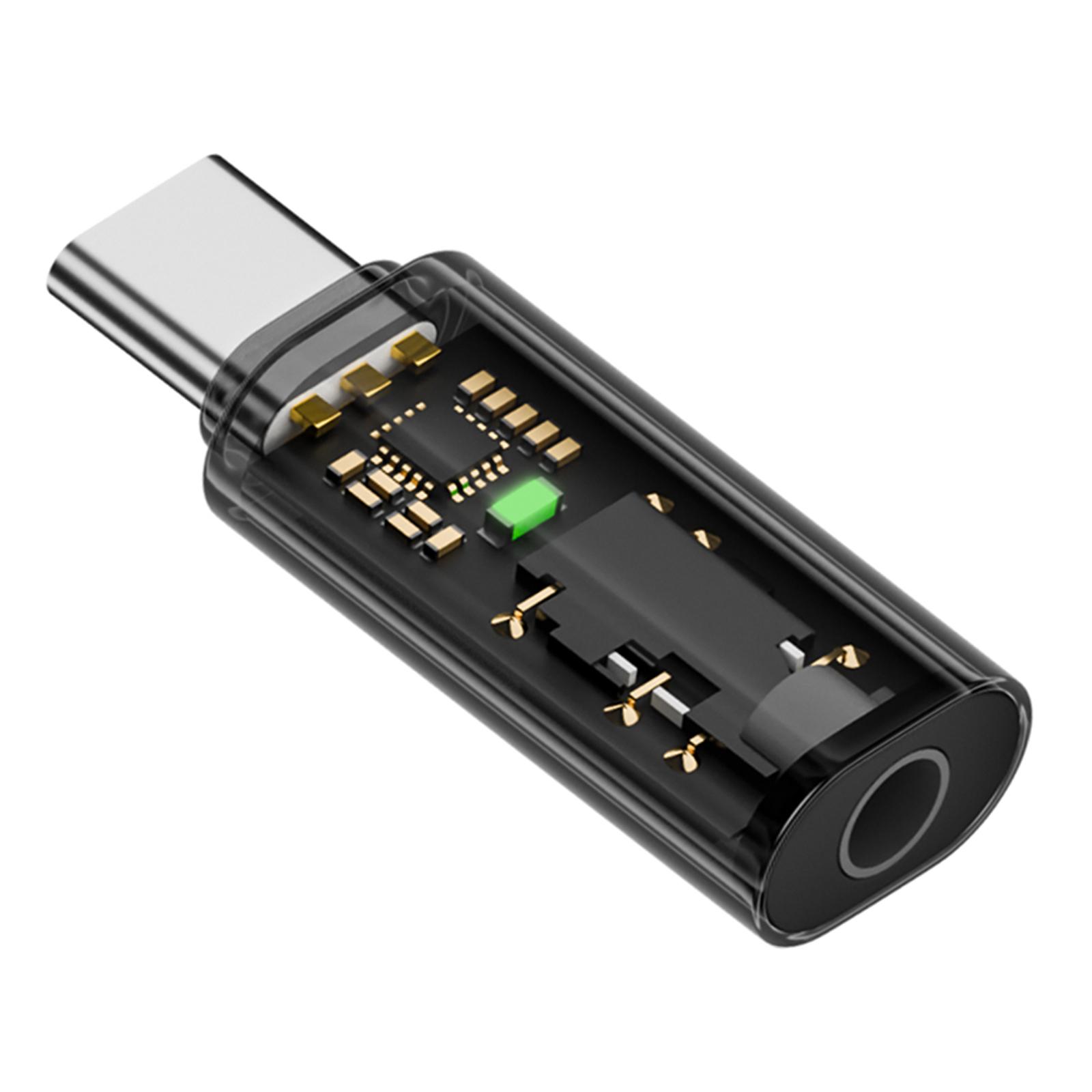 

Адаптер для наушников Type C - 3,5 мм с декодирующим чипом, преобразователем звуковой частоты, подходит для безупречного прослушивания музыки чёрный