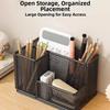 Carbon Steel Mesh Desk Organizer 3 Compartments Stationery Storage Rack  Desktop Use