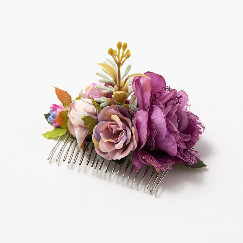 Bohemia Brides Wedding Flower Hair Comb Hairpin Bridesmaid Headdress Hair Combs Hair Accessories For Women Girls Floral Hairpins