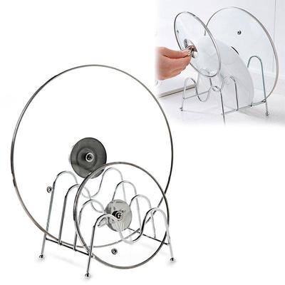 Pan Cover Iron Storage Rack Stand Plate Holder Metal Support Frame Base Pot Lid Cutting Board Knife Organizer Kitchen