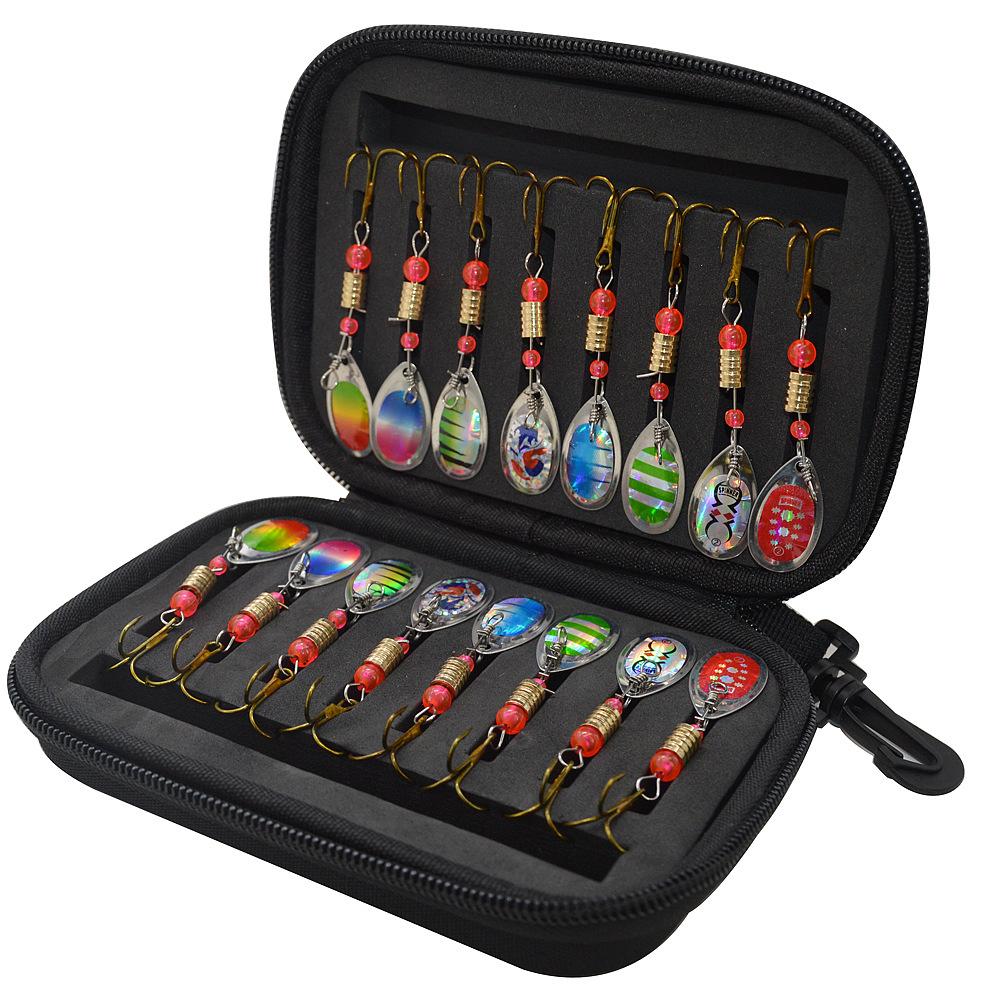 Hot 16Piece Set of Lure Bait, Rotating Composite Sequin Fishing Gear Bag, Metal Sequin Fake Bait