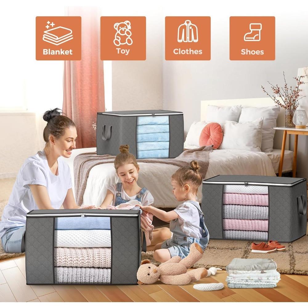 Large Storage Bags,  Clothes Storage Bins Foldable Closet Organizers Storage Containers for Clothing Blanket Comforters Bed Sheets Pillows and Toys