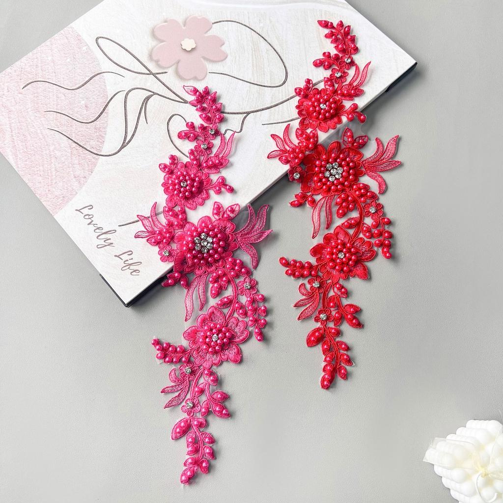 Ciężki Przemysł Siatka Ręcznie Robione Koraliki Haft Kwiatowy Dekoracja Naklejka na Suknię Ślubną Akcesoria Przedni Kołnierzyk Naklejka z Tkaniny