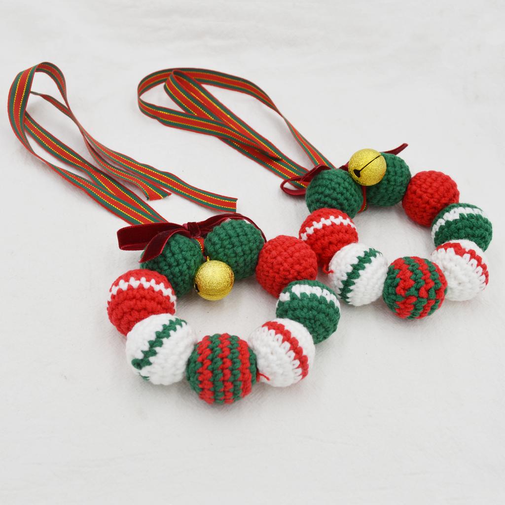Christmas Home Decoration Handmade Knitted Small Bell Pendant Room OutDoor Decor Fashion Wool Crochet Xmas Bell Party Ornament